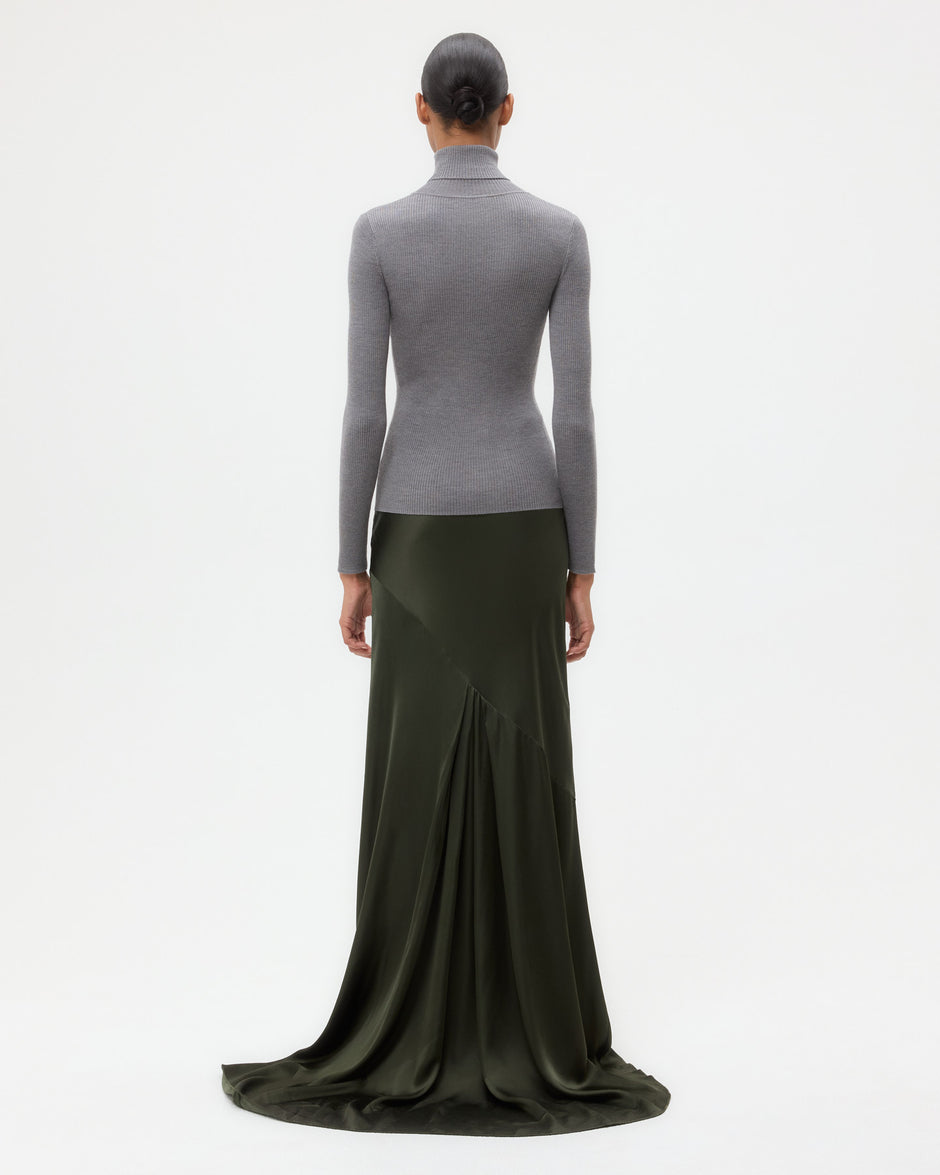 TWP Medium heather grey Knit Turtleneck in Merino Wool view 5