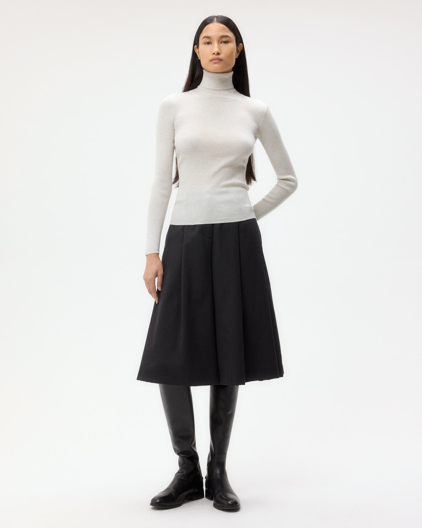 TWP White heather grey Knit Turtleneck in Merino Wool view 3