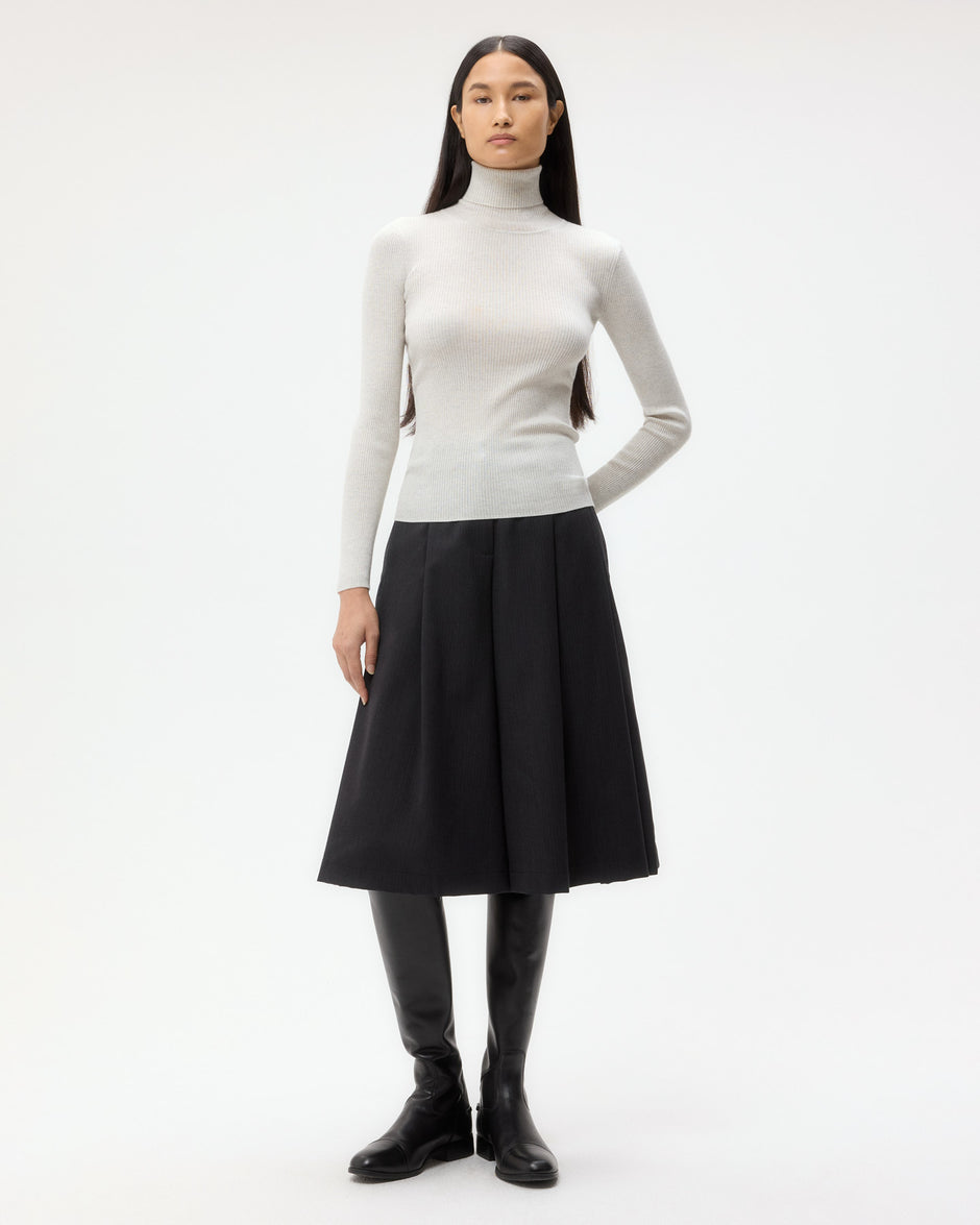 TWP White heather grey Knit Turtleneck in Merino Wool view 3