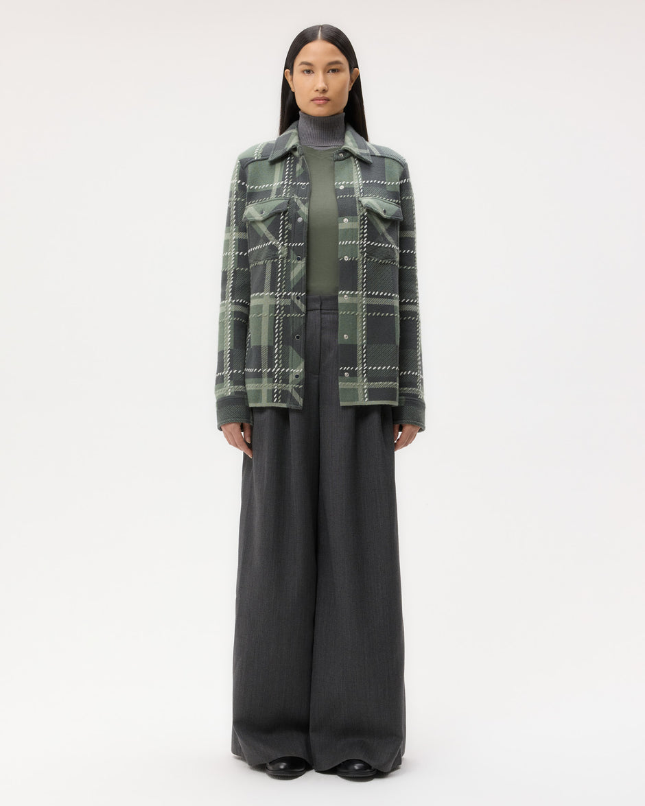 TWP Grey green multi Rancher&#39;s Cardigan in Cashmere view 6