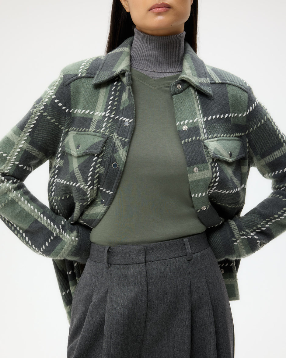 TWP Grey green multi Rancher&#39;s Cardigan in Cashmere view 2