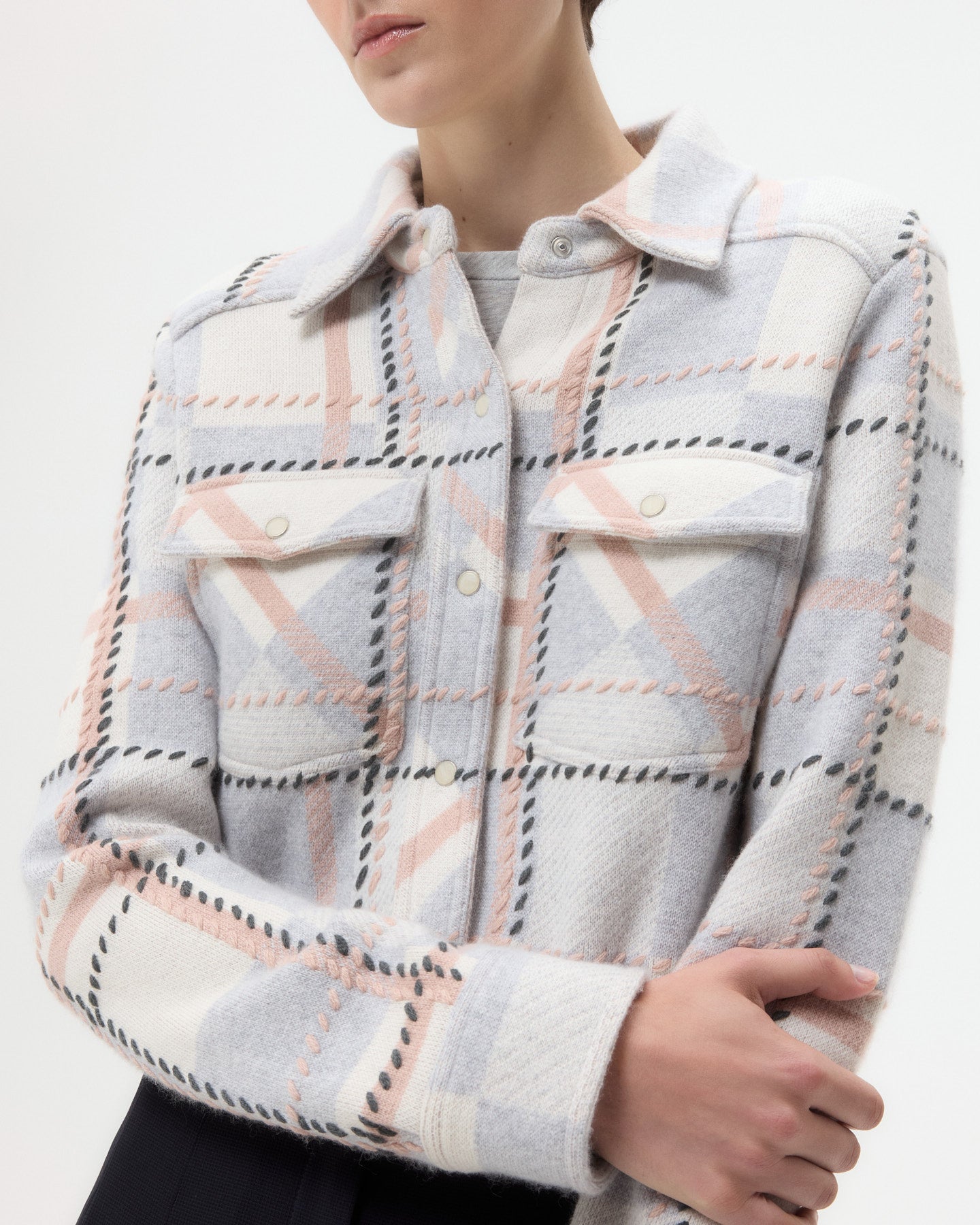 TWP Ivory green multi Ranchers Cardigan in Cashmere view 1