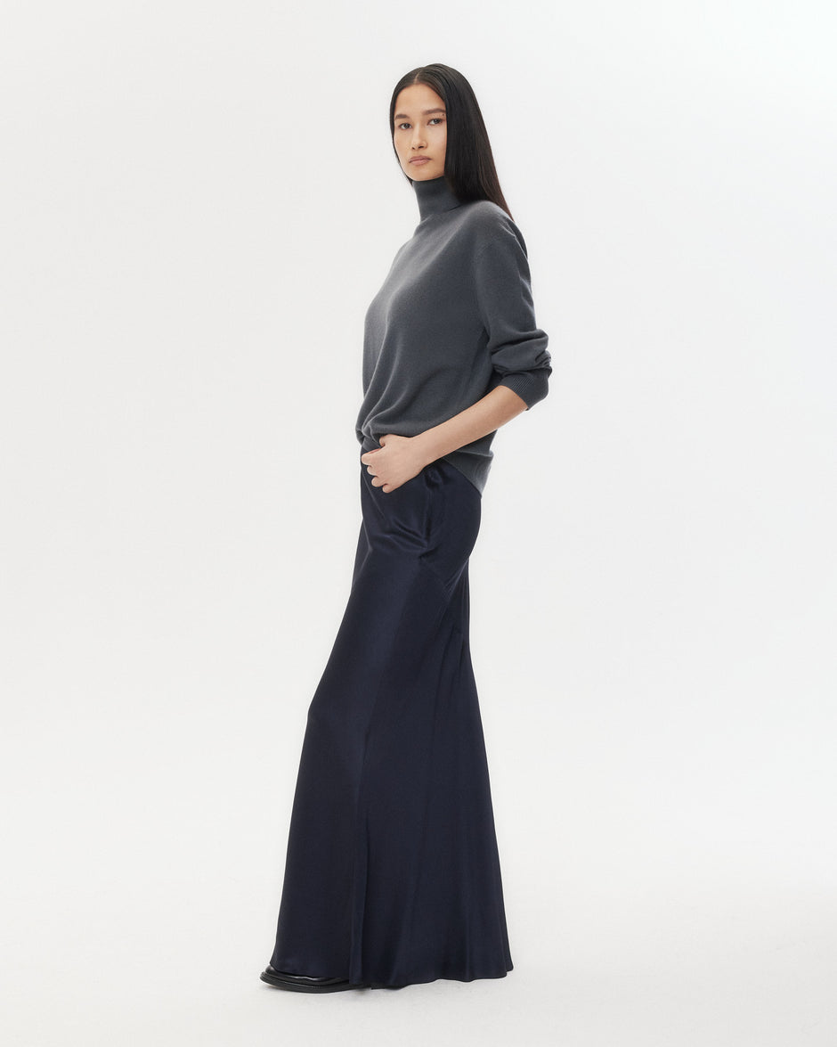 TWP Flat charcoal Easy T Neck Sweater in Cashmere view 3