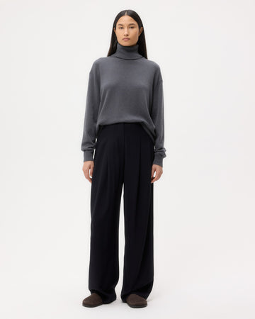 TWP Flat charcoal Easy T Neck Sweater in Cashmere view 1