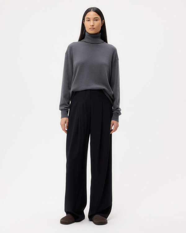 TWP Flat charcoal Easy T Neck Sweater in Cashmere view 2