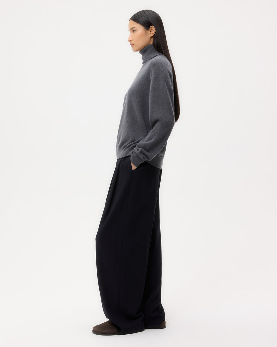 TWP Flat charcoal Easy T Neck Sweater in Cashmere view 4