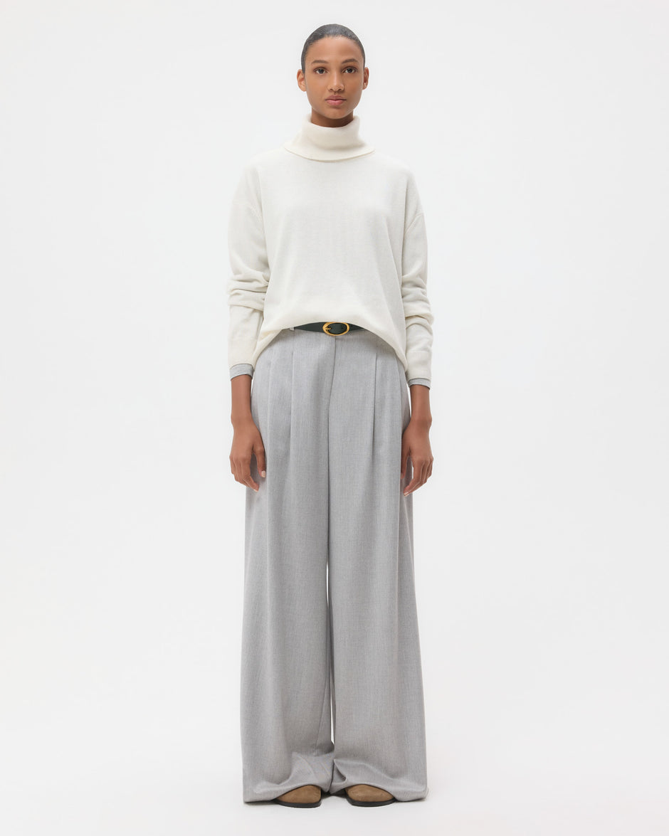 TWP Ivory Easy T Neck Sweater in Cashmere view 6