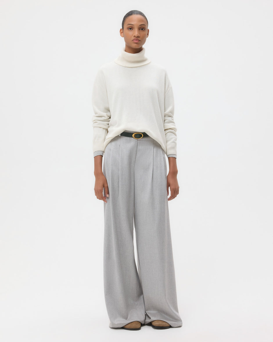 TWP Ivory Easy T Neck Sweater in Cashmere view 3