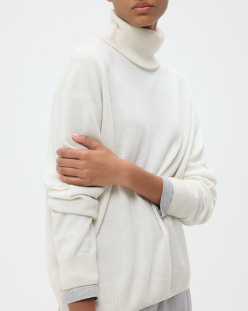 TWP Ivory Easy T Neck Sweater in Cashmere view 2