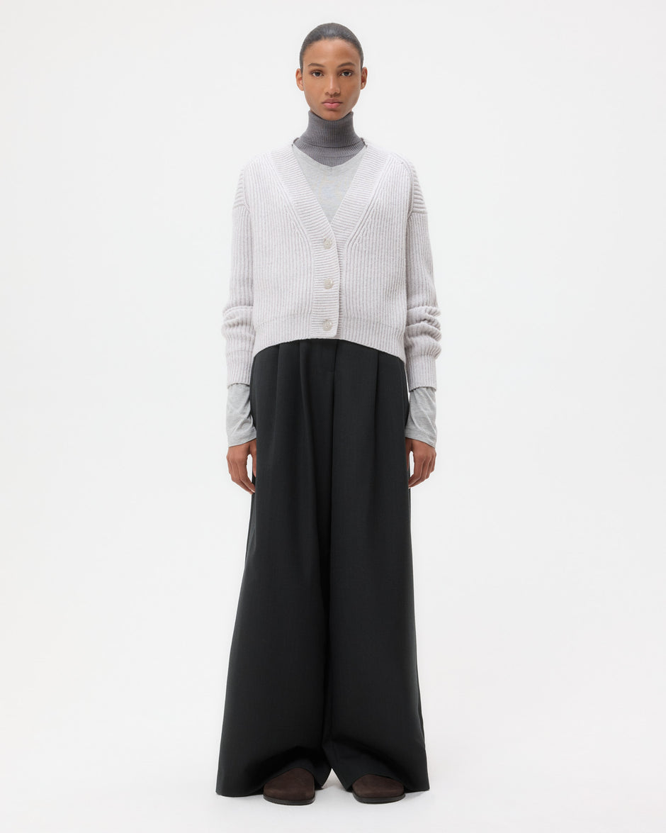 TWP Light heather grey Cropped Cardi in Cashmere view 1