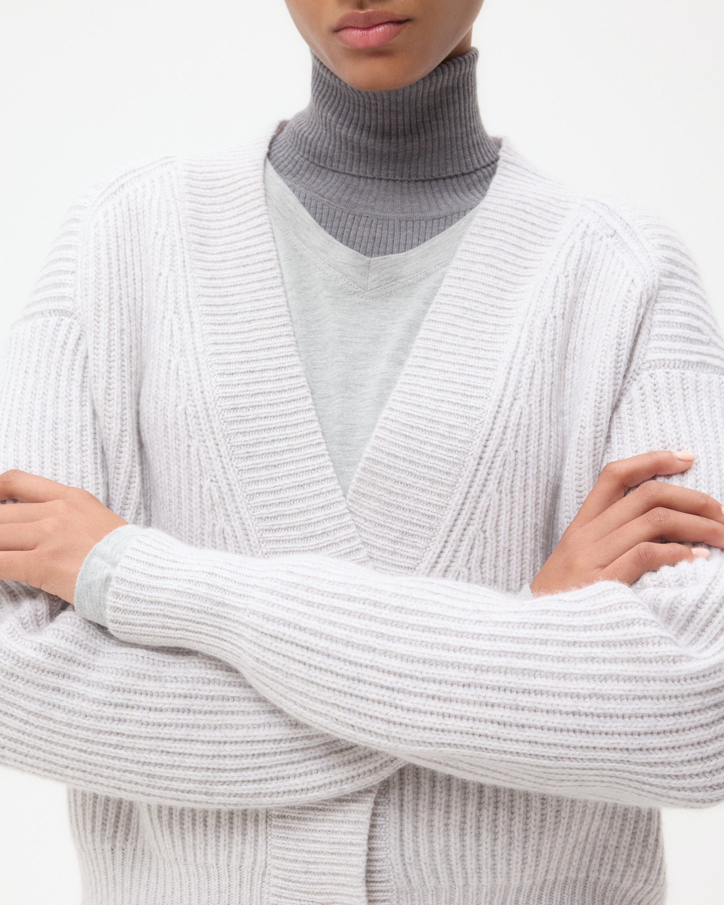 TWP Light heather grey Cropped Cardi in Cashmere view 2
