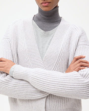 TWP Light heather grey Cropped Cardi in Cashmere view 2