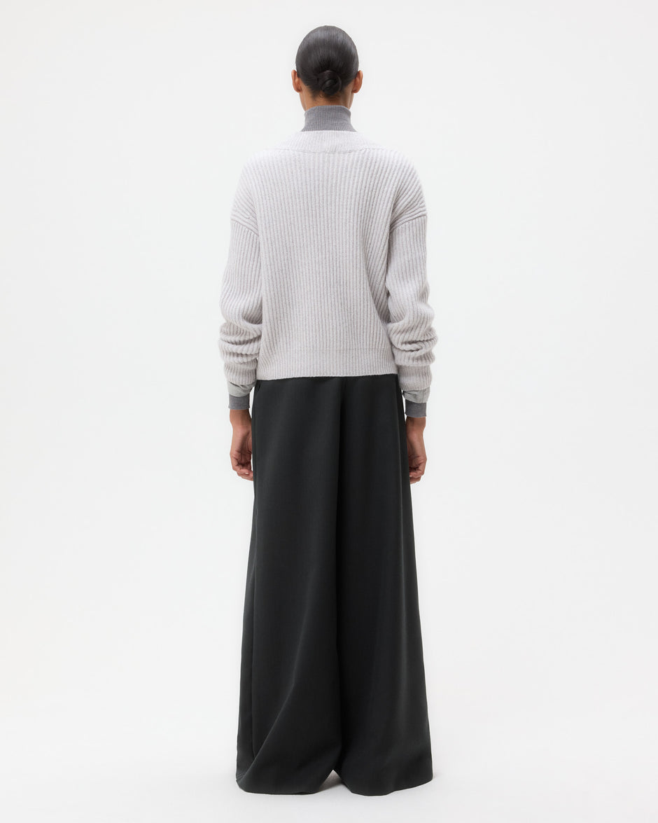TWP Light heather grey Cropped Cardi in Cashmere view 5