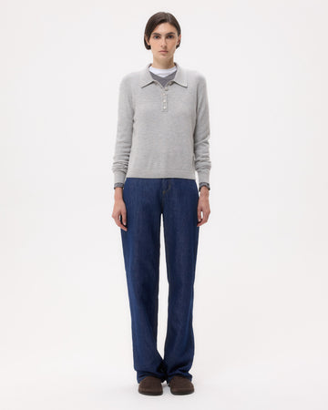 TWP Light heather grey Jorden Polo in Cashmere view 6