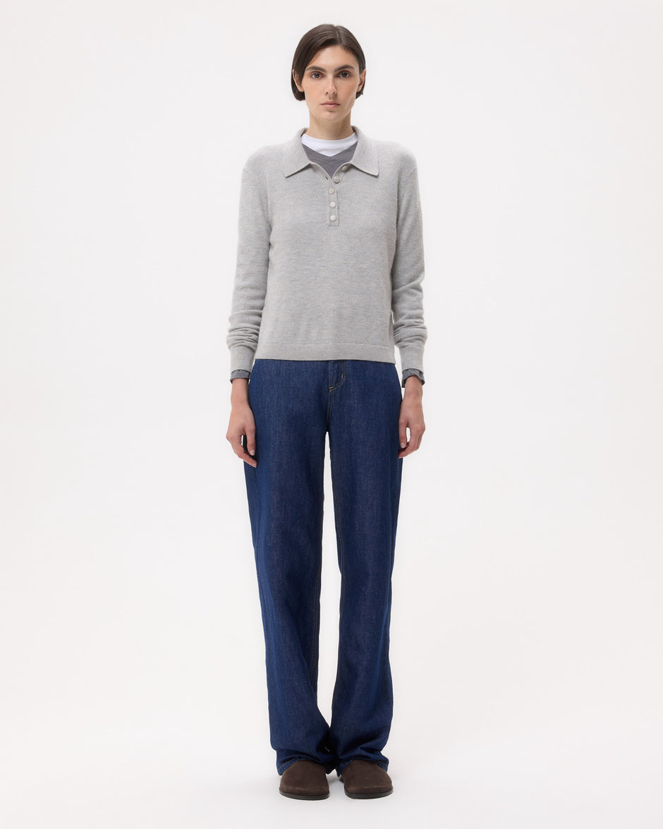 TWP Light heather grey Jorden Polo in Cashmere view 6
