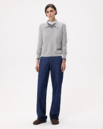 TWP Light heather grey Jorden Polo in Cashmere view 3