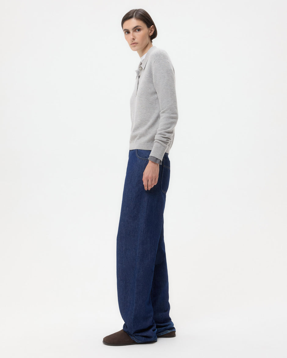 TWP Light heather grey Jorden Polo in Cashmere view 4
