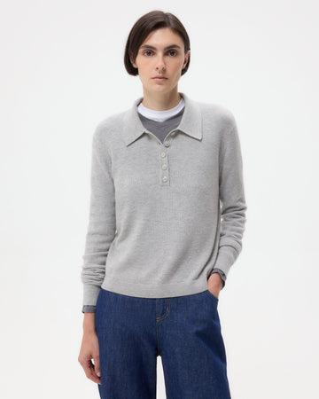 TWP Light heather grey Jorden Polo in Cashmere view 1