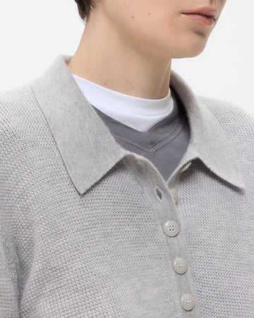 TWP Light heather grey Jorden Polo in Cashmere view 2