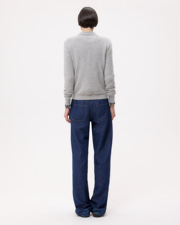 TWP Light heather grey Jorden Polo in Cashmere view 5