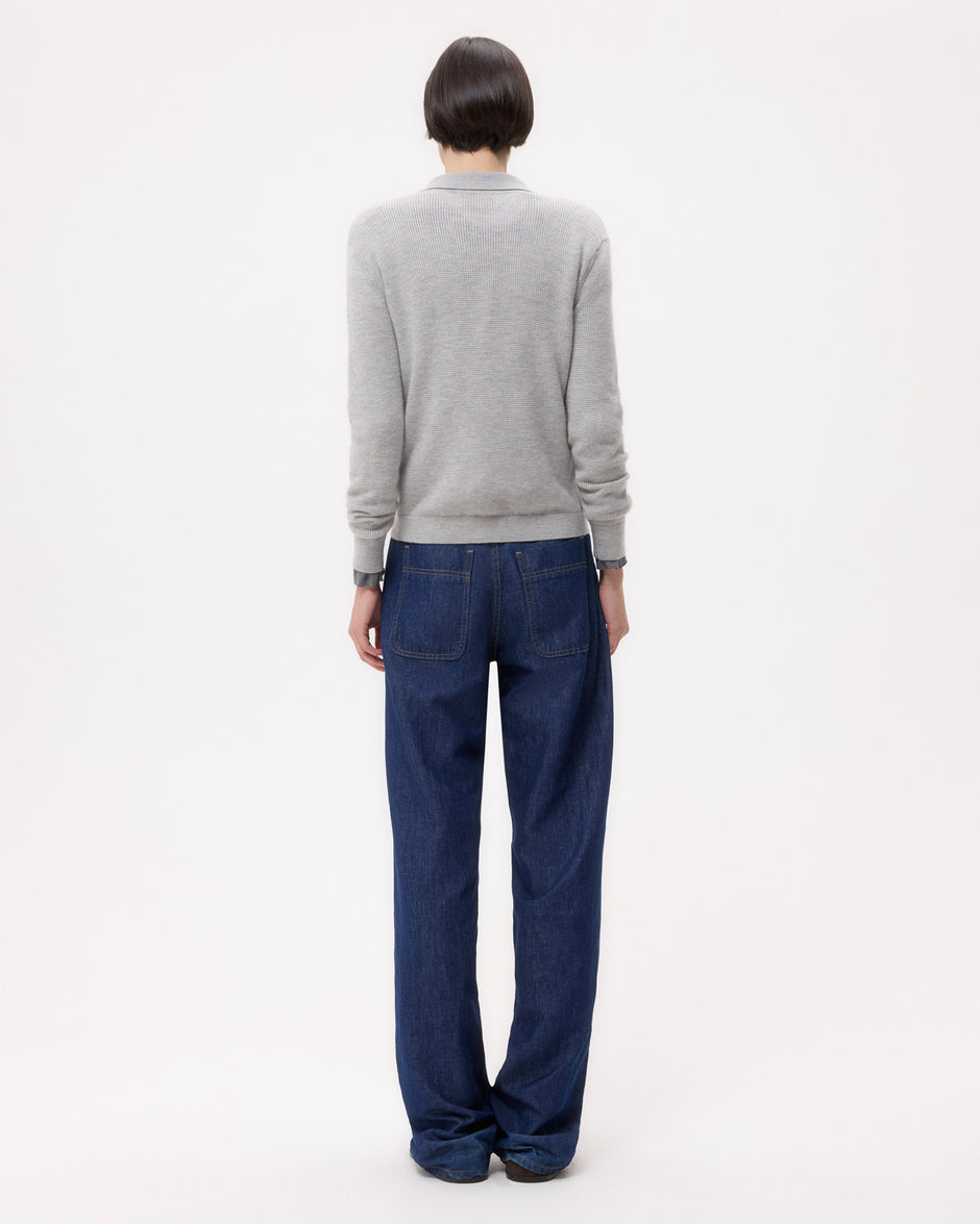 TWP Light heather grey Jorden Polo in Cashmere view 5