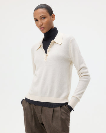 TWP Ivory Jorden Polo in Cashmere view 3