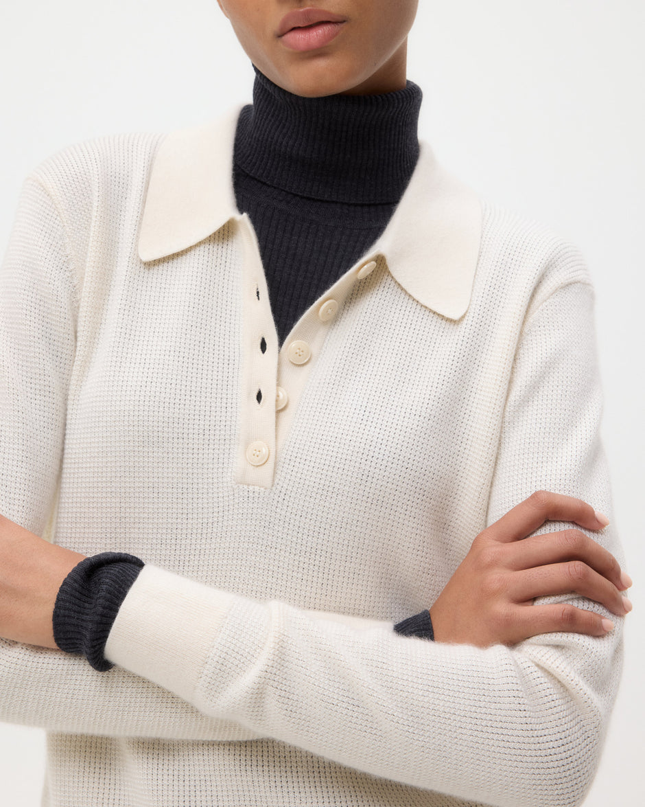 TWP Ivory Jorden Polo in Cashmere view 2