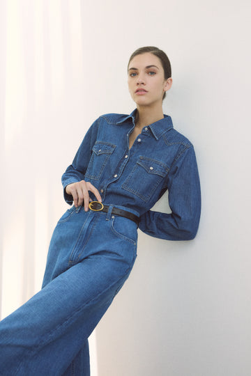 TWP Paris Cowboy Take Me Away Shirt in Denim Shirting view 1