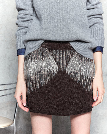 TWP Dark chocolate / gunmetal Minnies Skirt in Bugle Beads view 1