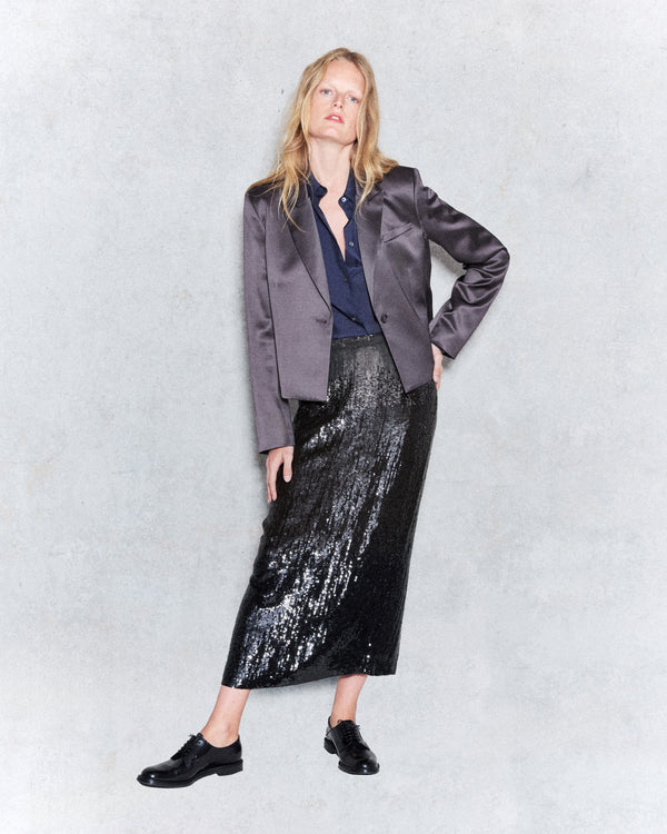 TWP Dark chocolate gradient Sylkie Skirt in Fishscale Sequins view 6