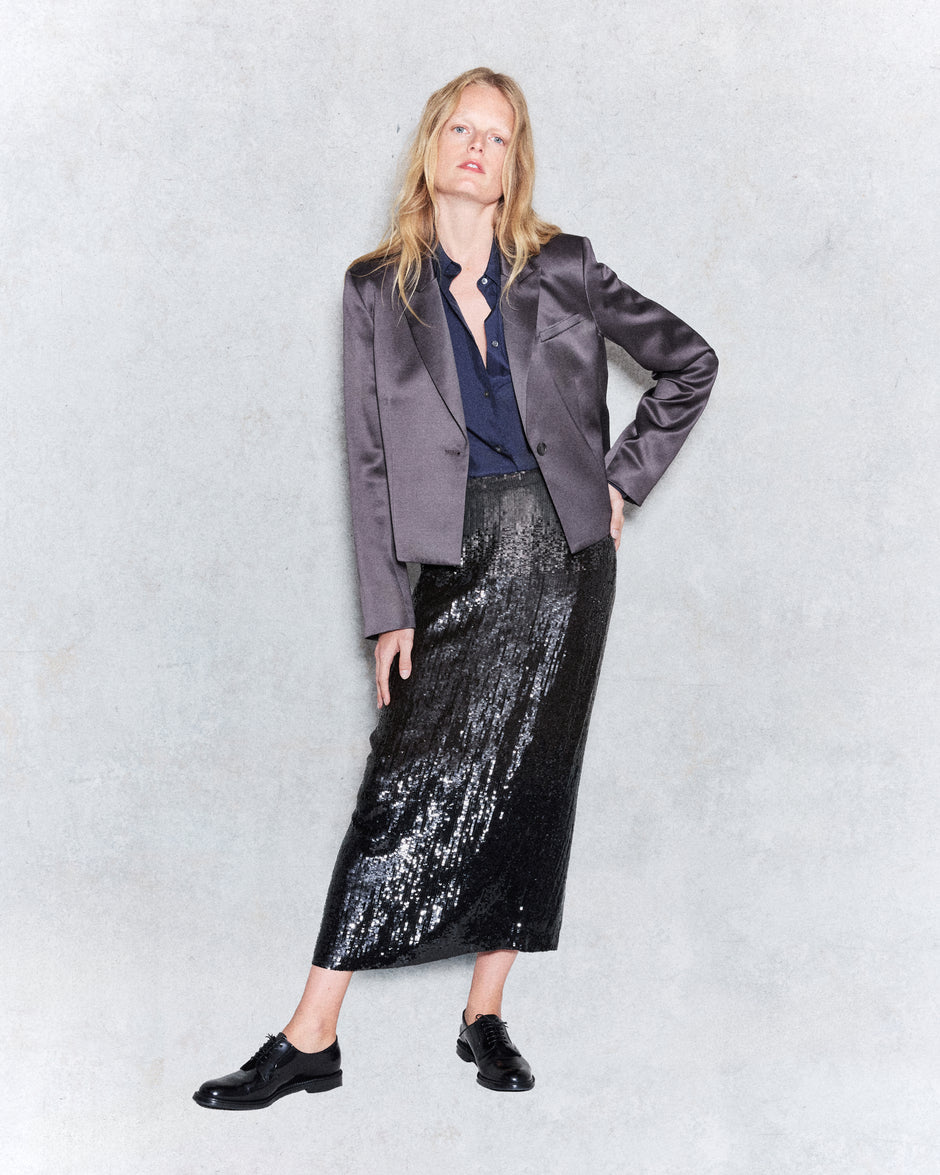 TWP Dark chocolate gradient Sylkie Skirt in Fishscale Sequins view 1