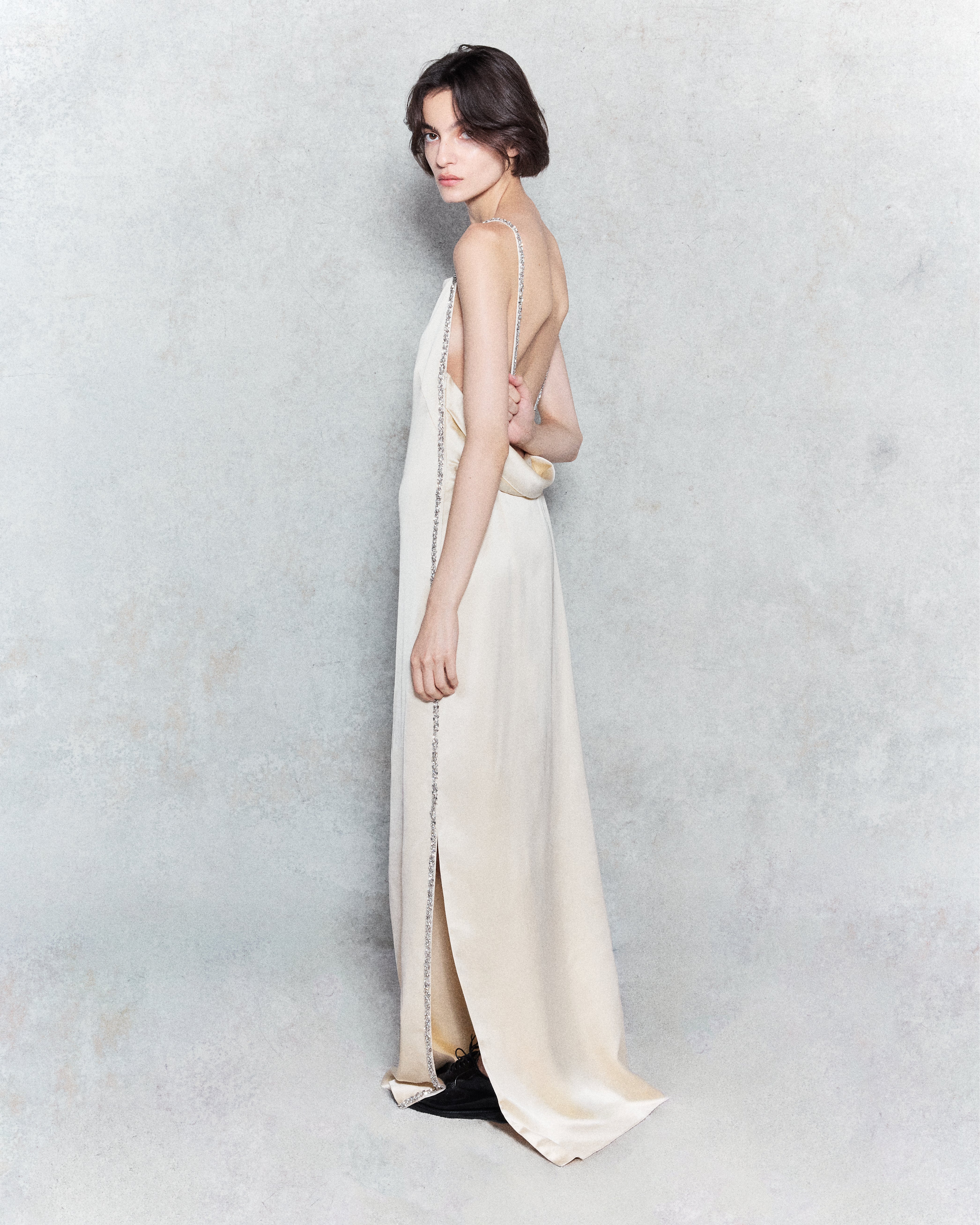 Parchment It Had to Be You Dress in Shiny Viscose Wool Satin | TWP