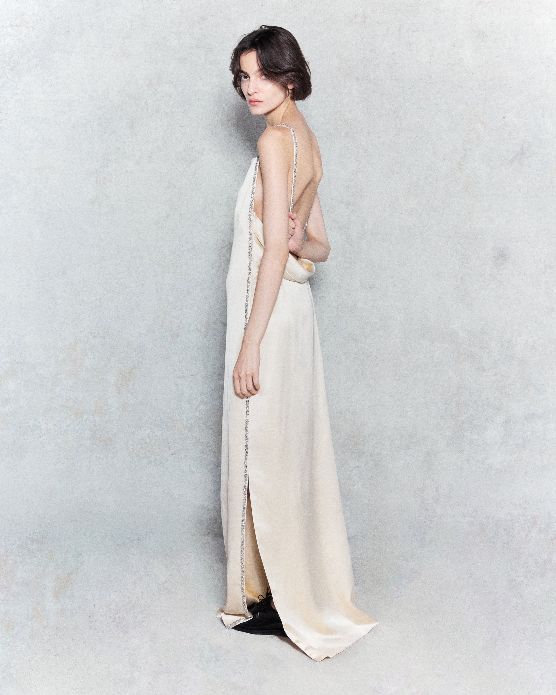 TWP Parchment It Had to Be You Dress in Shiny Viscose Wool Satin view 7