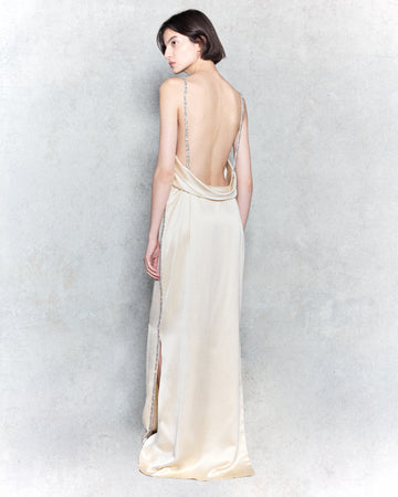 TWP Parchment It Had to Be You Dress in Shiny Viscose Wool Satin view 1
