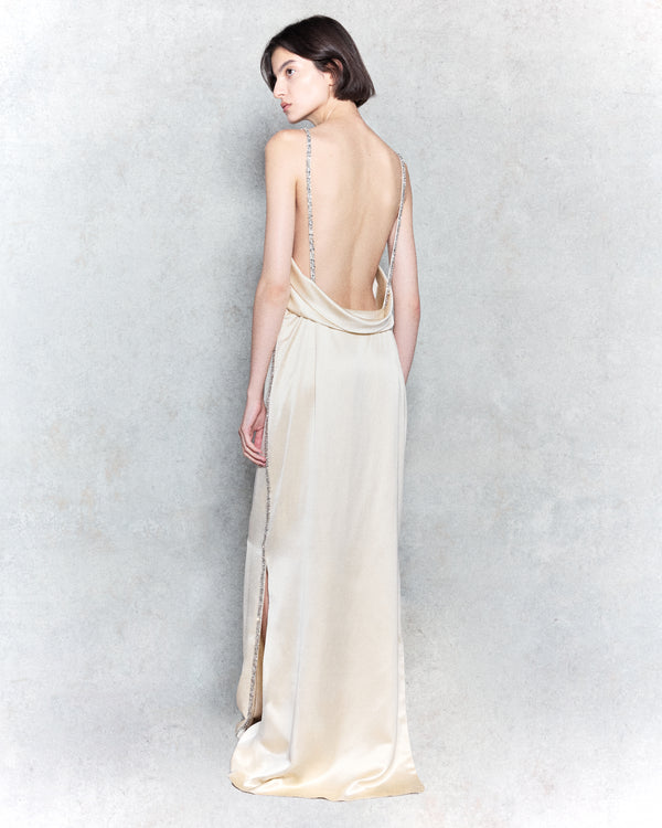 TWP Parchment It Had to Be You Dress in Shiny Viscose Wool Satin view 1
