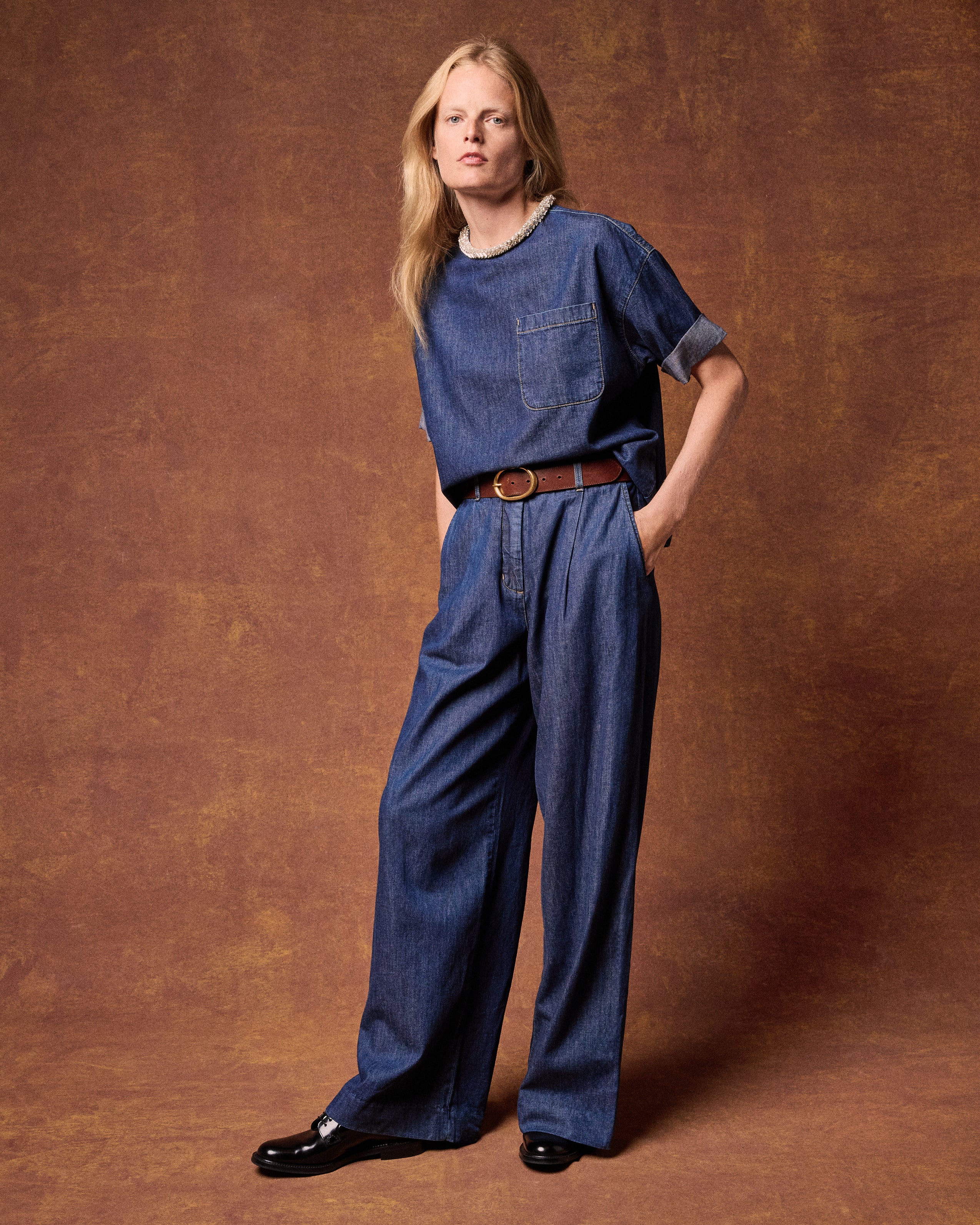 Dark stone Hudson St. Pant in Denim | TWP