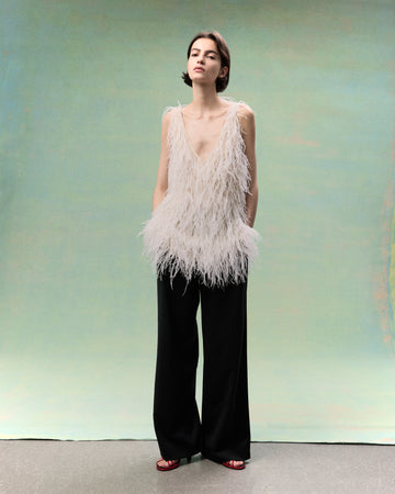 TWP Ivory Mini Dress in Feathers view 1