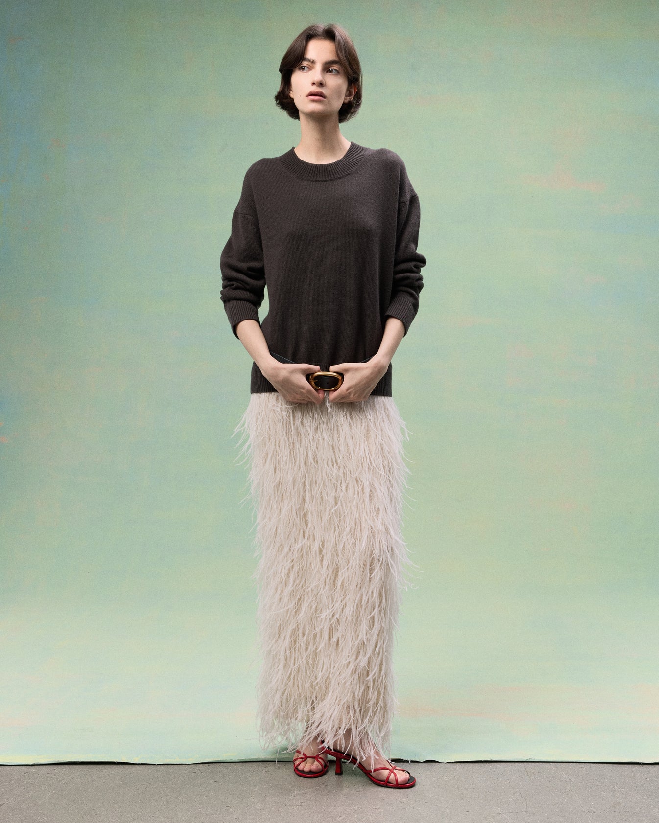 TWP Ivory Light As A Feather Skirt in Feathers view 7