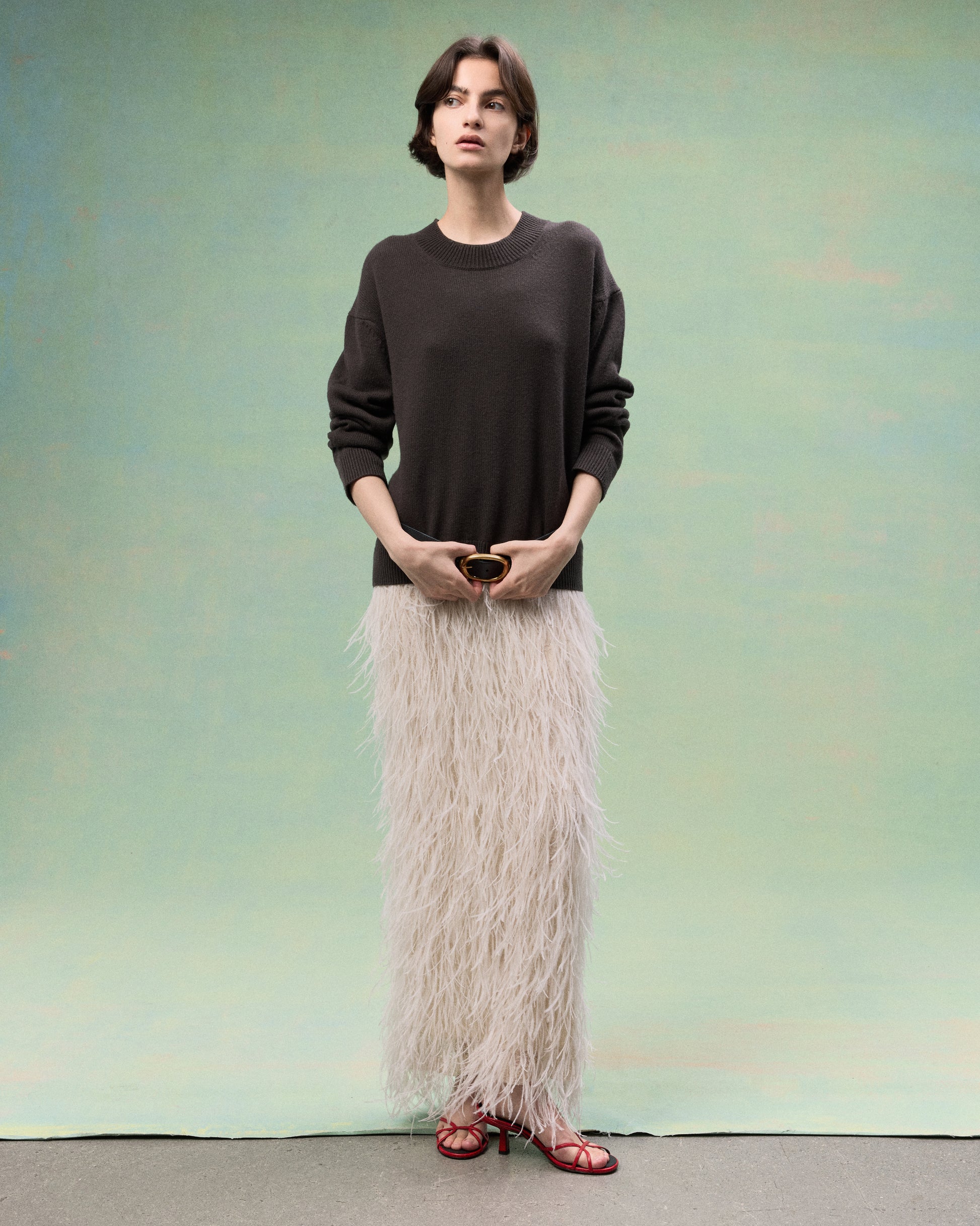 TWP Ivory Light As A Feather Skirt in Feathers view 7