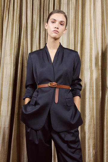 TWP Midnight New Dinner Jacket in Satin Faced Wool Suiting view 1
