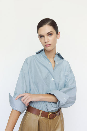 TWP Pinegrove / white Earl Shirt in Baroness Cotton Stripe view 2
