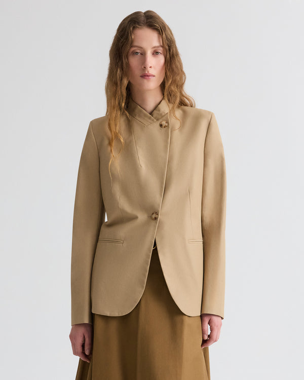TWP Khaki Buttoned Up Blazer in Water Repellent Twill view 1