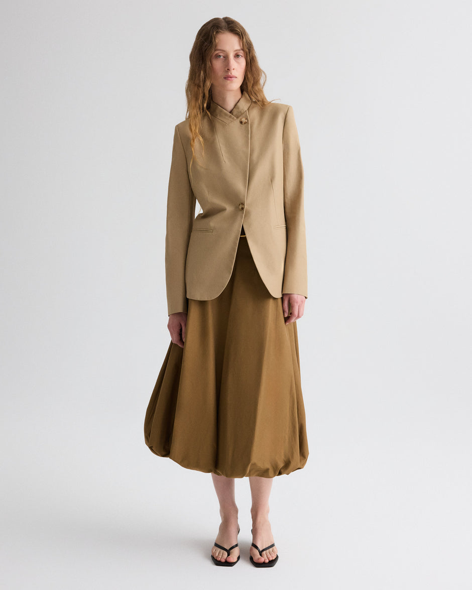 TWP Khaki Buttoned Up Blazer in Water Repellent Twill view 4