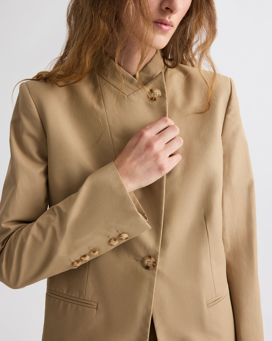TWP Khaki Buttoned Up Blazer in Water Repellent Twill view 3