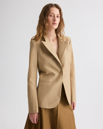 TWP Khaki Buttoned Up Blazer in Water Repellent Twill view 6