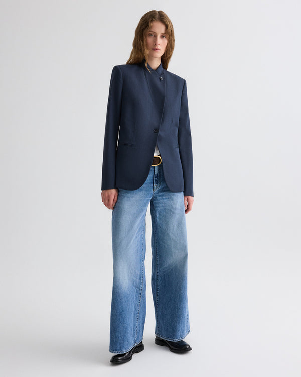 TWP Insignia blue Buttoned Up Blazer in Denim Look Suiting view 3