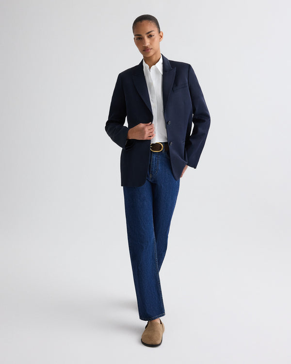 TWP Midnight Sweetpea Blazer in Coated Viscose Linen view 3