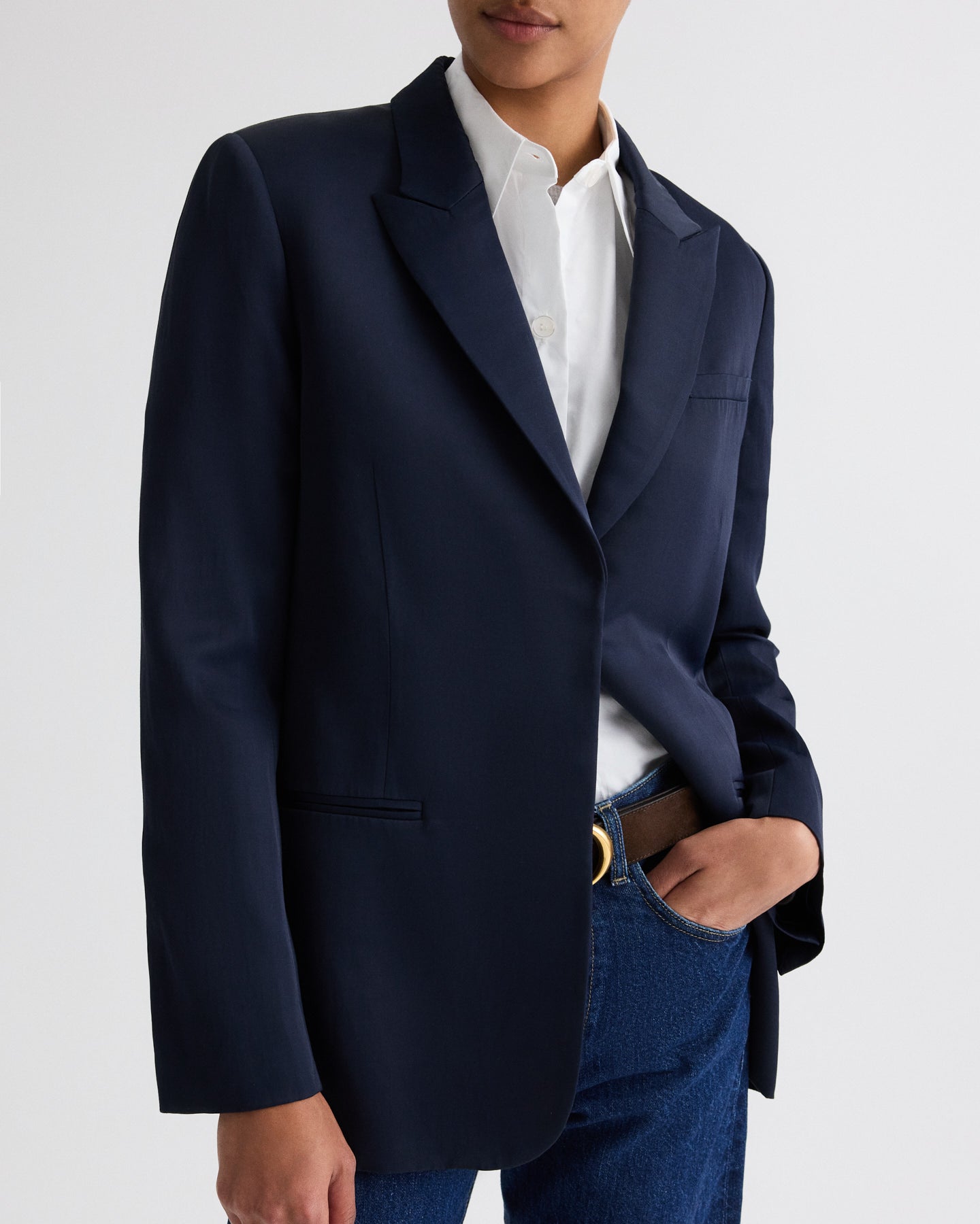 TWP Midnight Sweetpea Blazer in Coated Viscose Linen view 2