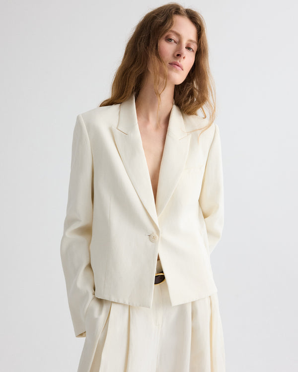TWP Bone Sawyer Blazer in Coated Viscose Linen view 1