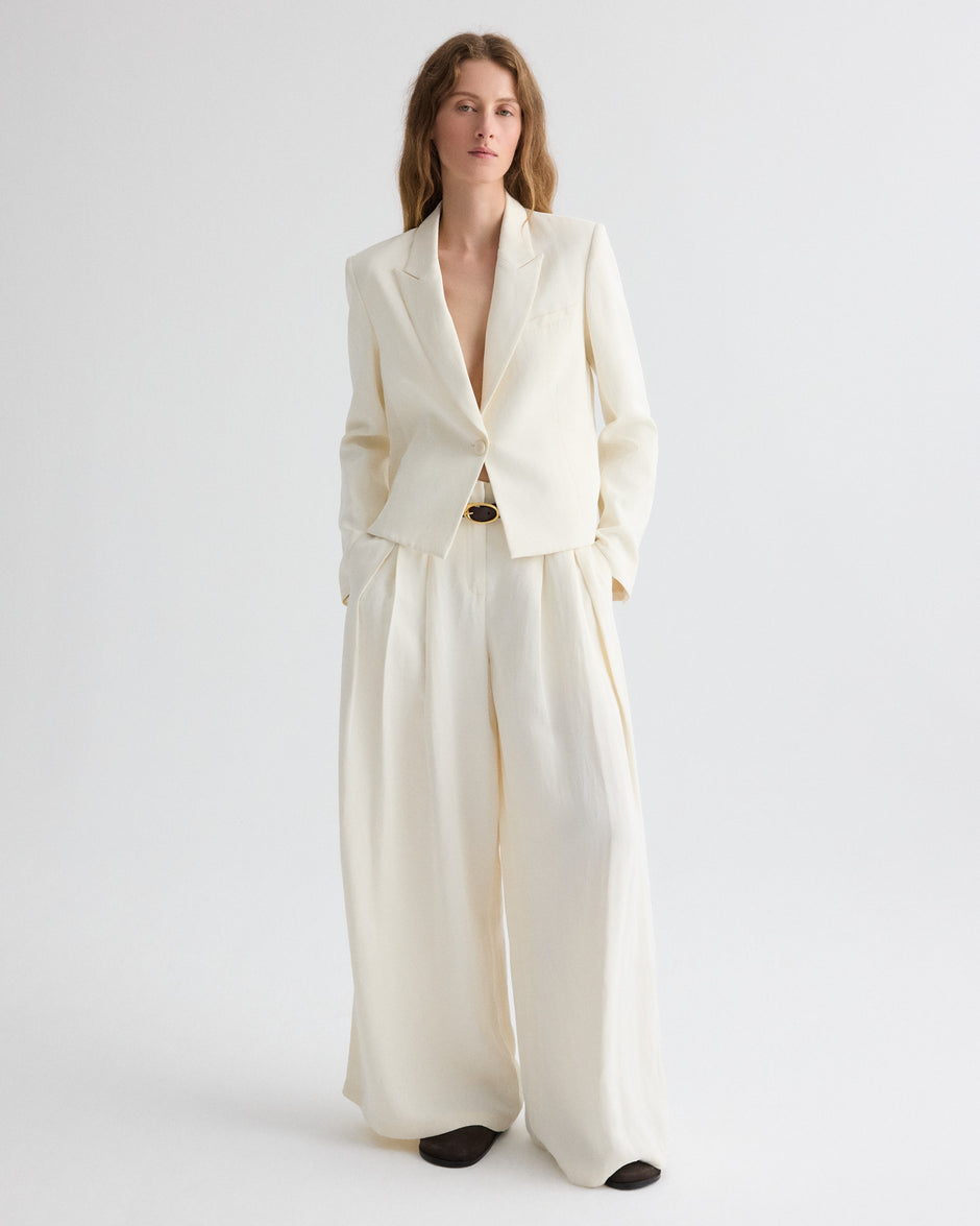 TWP Bone Sawyer Blazer in Coated Viscose Linen view 2